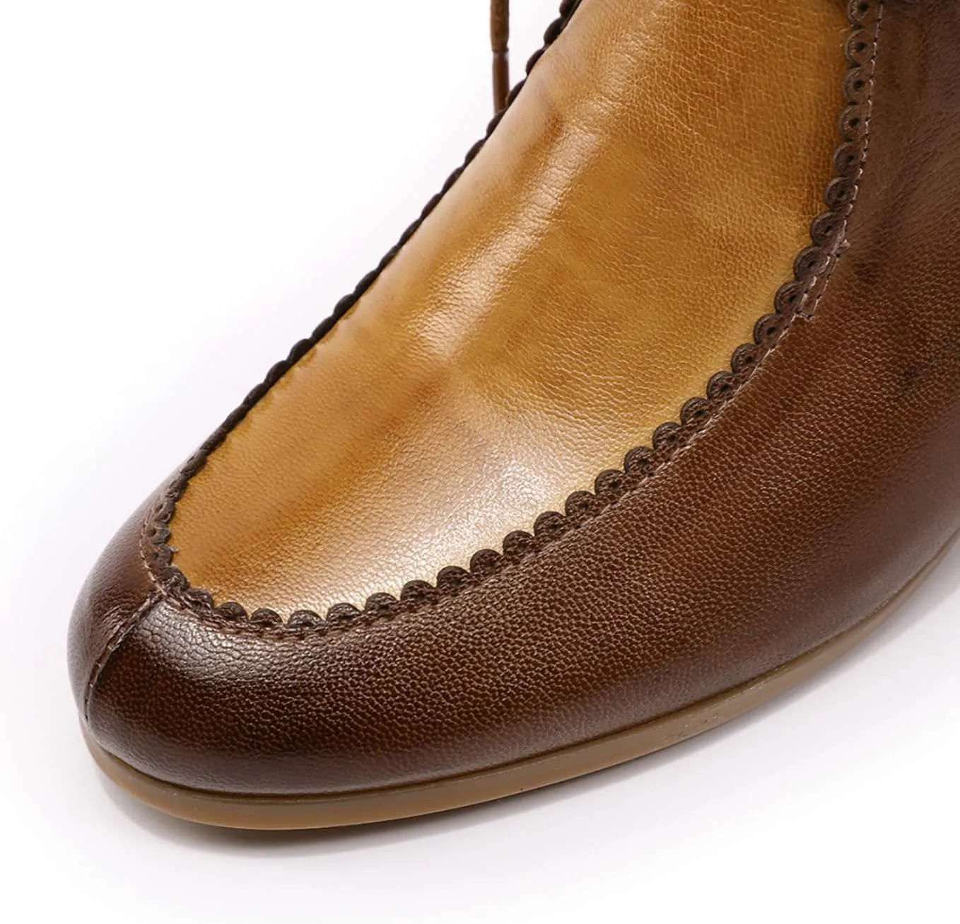 Mona flying Lace-up Leather Ankle Boots for Women Low Heel Fashion Tie up Dress Booties