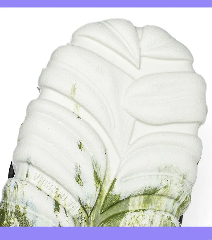 Monstera Slippers, Monstera Leaf Slides, Monstera EVA Thick Sole Pillow Slippers, Non Slip Quick Drying Breathable Beach Monstera Slides for Women Men