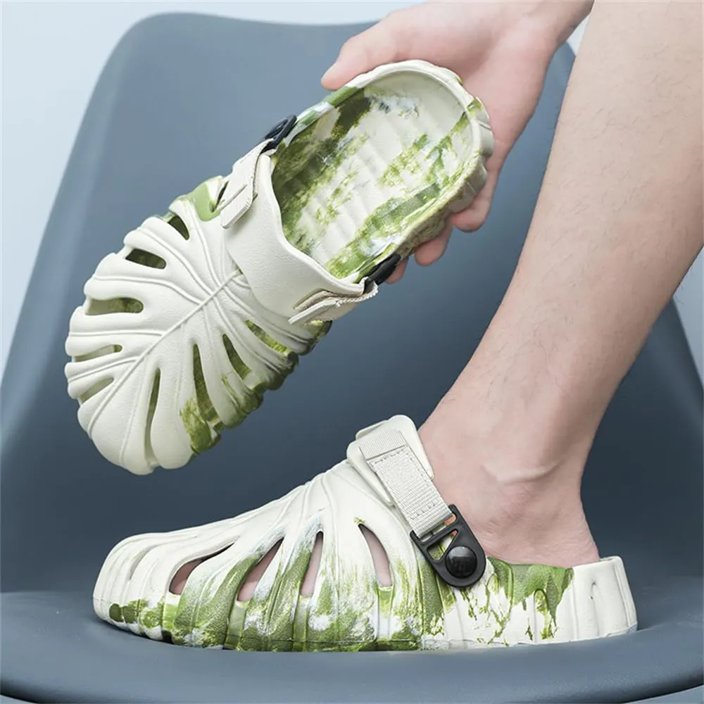 Monstera Slippers,Leaf Thick Sole Pillow Quick Drying Breathable Beach Open Toe Slippers Indoor And Outdoor Slides
