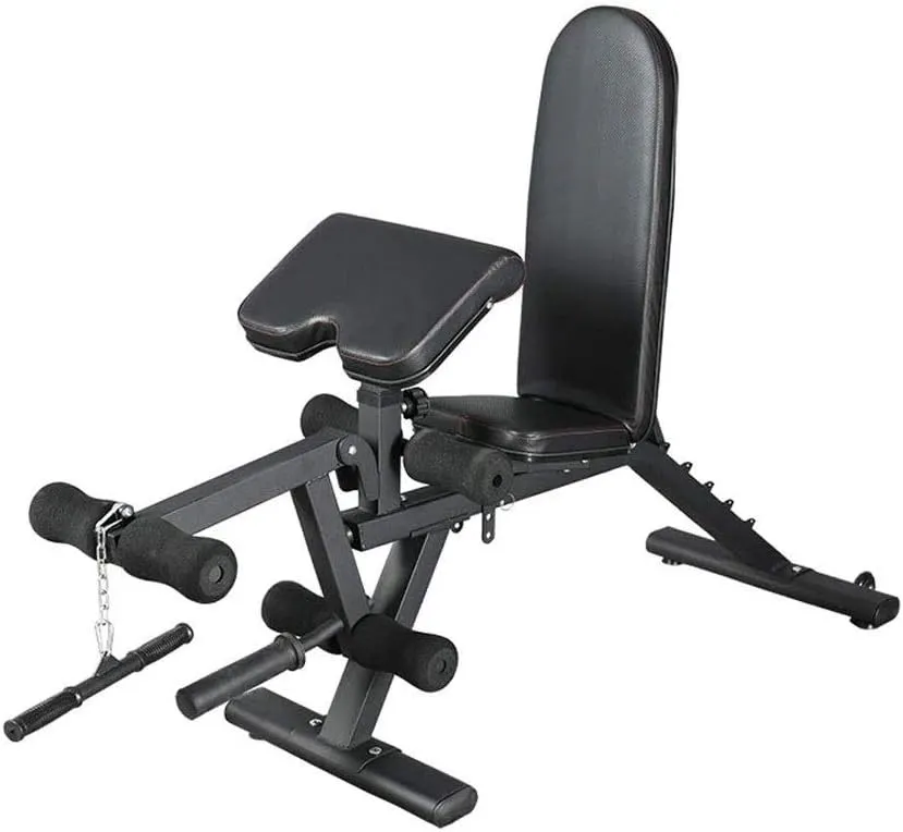 Multi-Purpose Adjustable Utility Weight Bench for Full Body, Upright, Incline, Incline and Flat Exercise, No Dumbbells, Stool