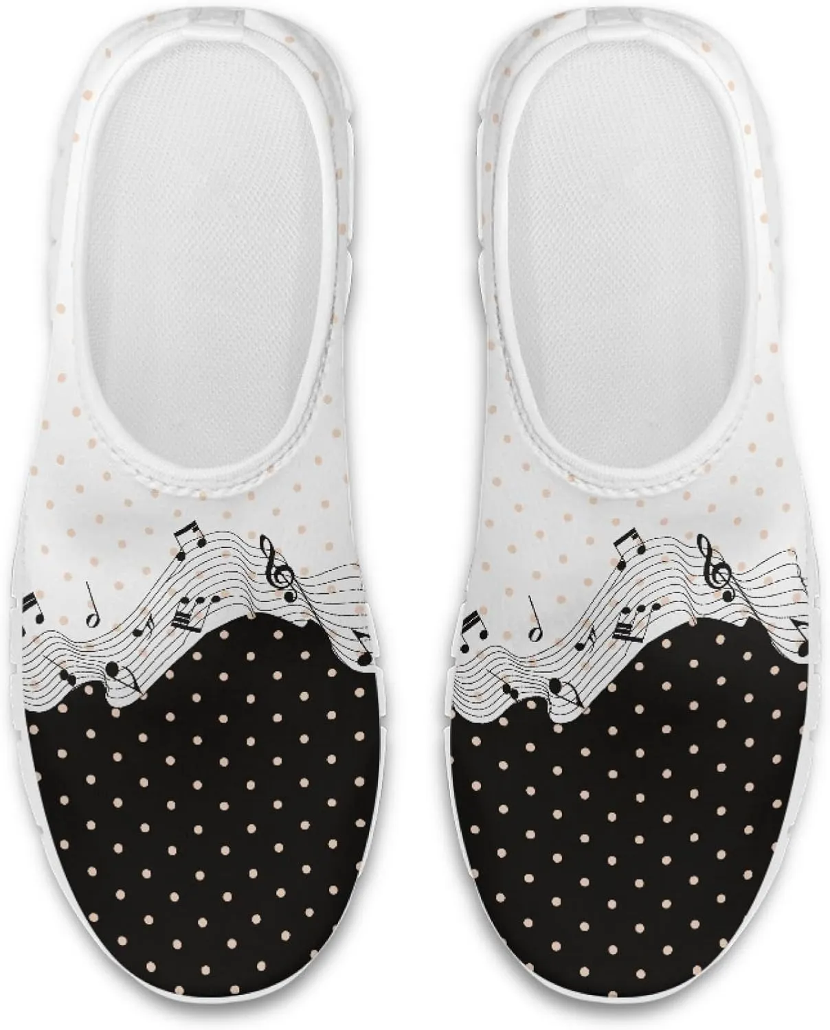 Musical Print Womens Flat Shoes Comfort Mesh Slip-on Walking Shoes Casual Sneakers Size 5-10.5