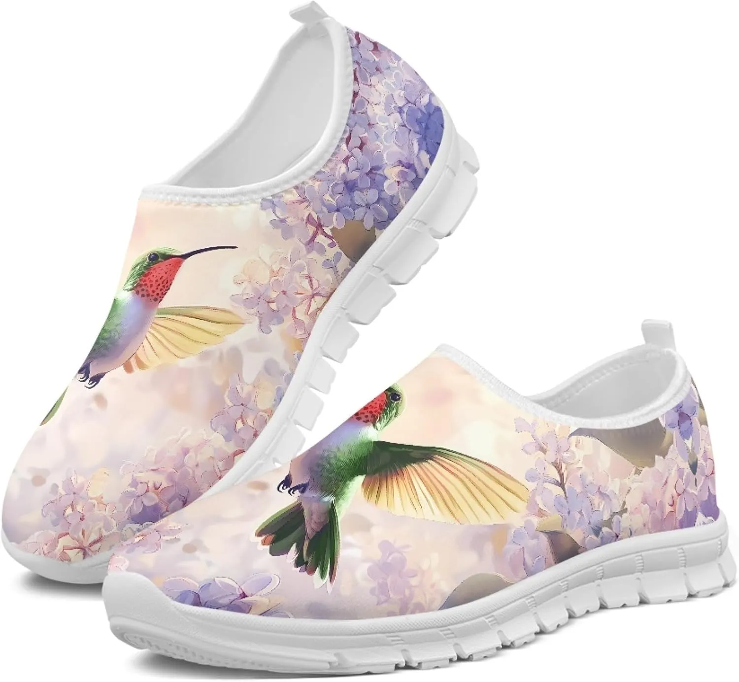 Musical Print Womens Flat Shoes Comfort Mesh Slip-on Walking Shoes Casual Sneakers Size 5-10.5
