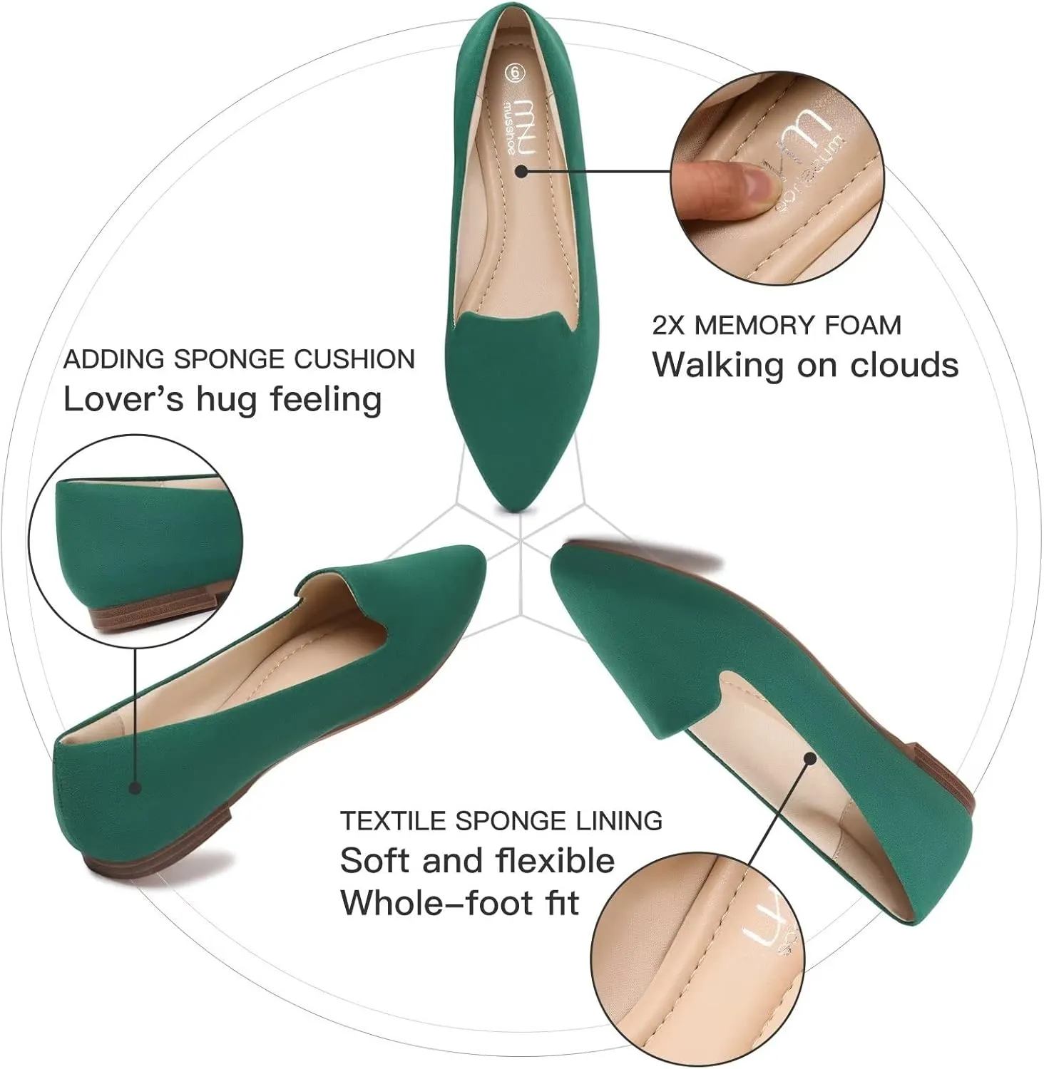 MUSSHOE Flat Shoes Women Comfortable Slip on Women's Flats