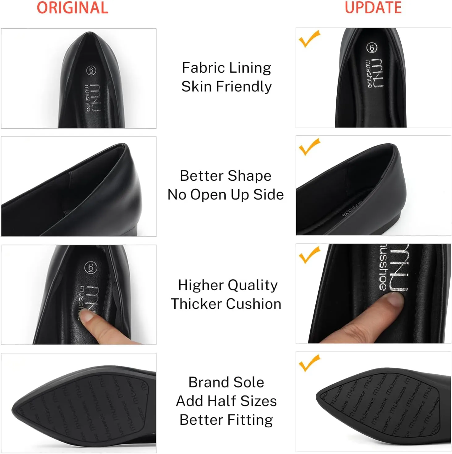 MUSSHOE Flat Shoes Women Comfortable Slip on Women's Flats