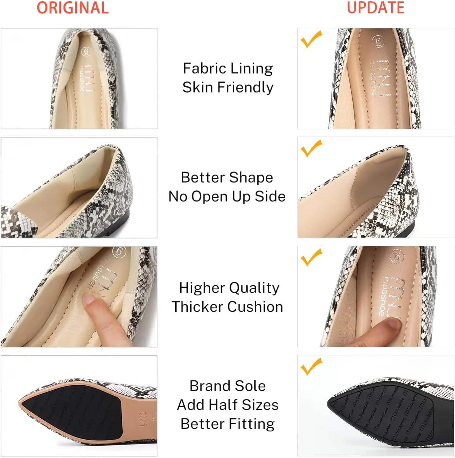 MUSSHOE Flat Shoes Women Comfortable Slip on Women's Flats