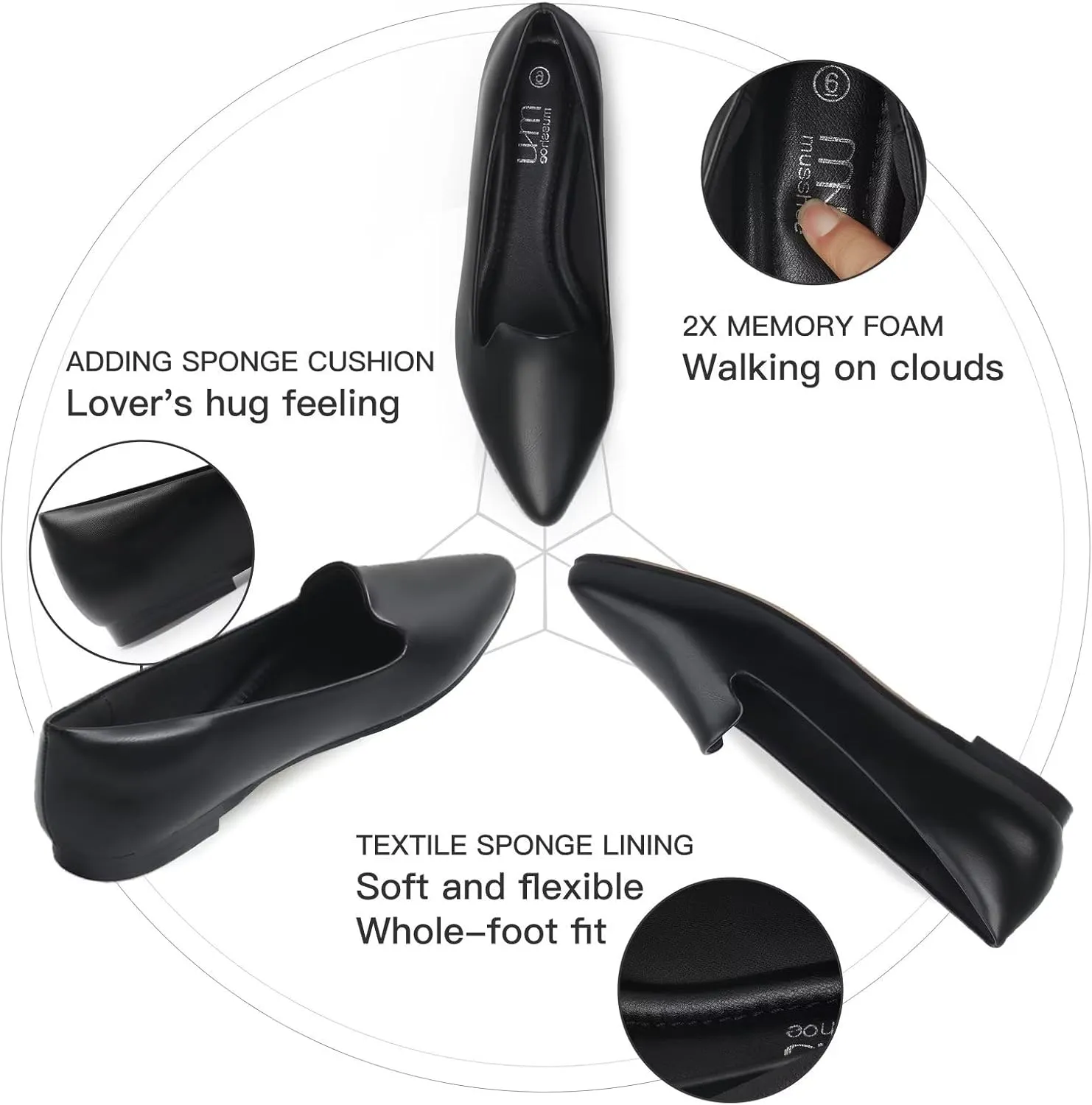 MUSSHOE Flat Shoes Women Comfortable Slip on Women's Flats