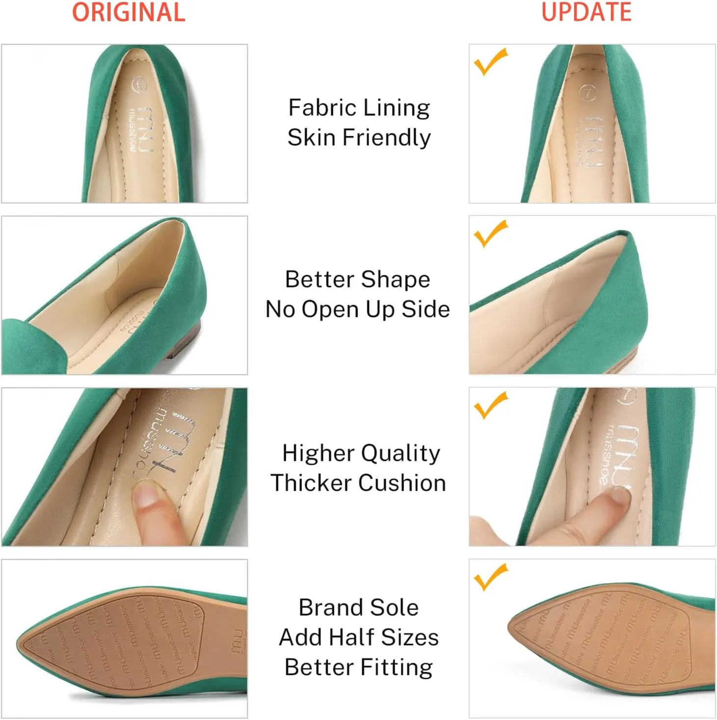 MUSSHOE Flat Shoes Women Comfortable Slip on Women's Flats