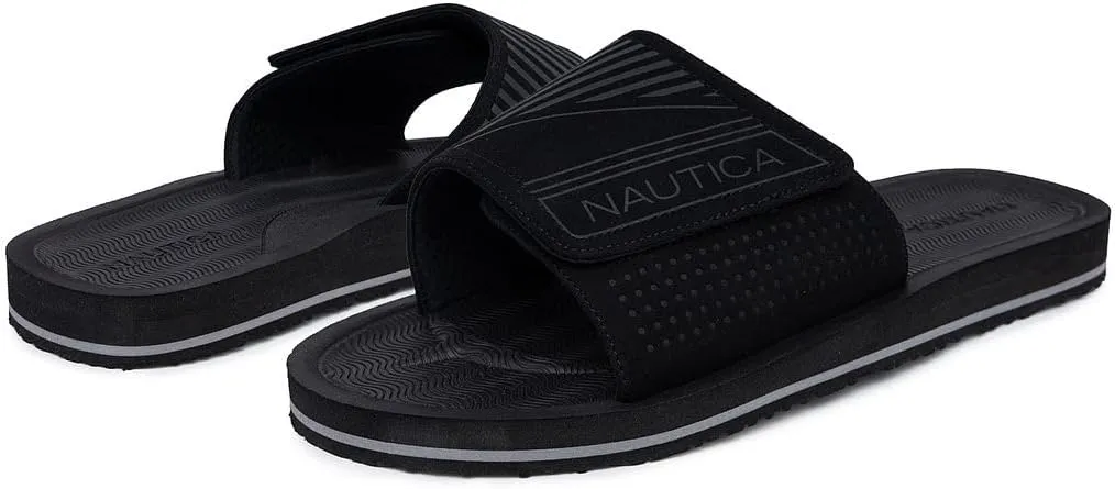 Nautica Men's Athletic Slide Sandal, Adjustable Straps, Comfort Slip-On (Regular & Wide Widths)