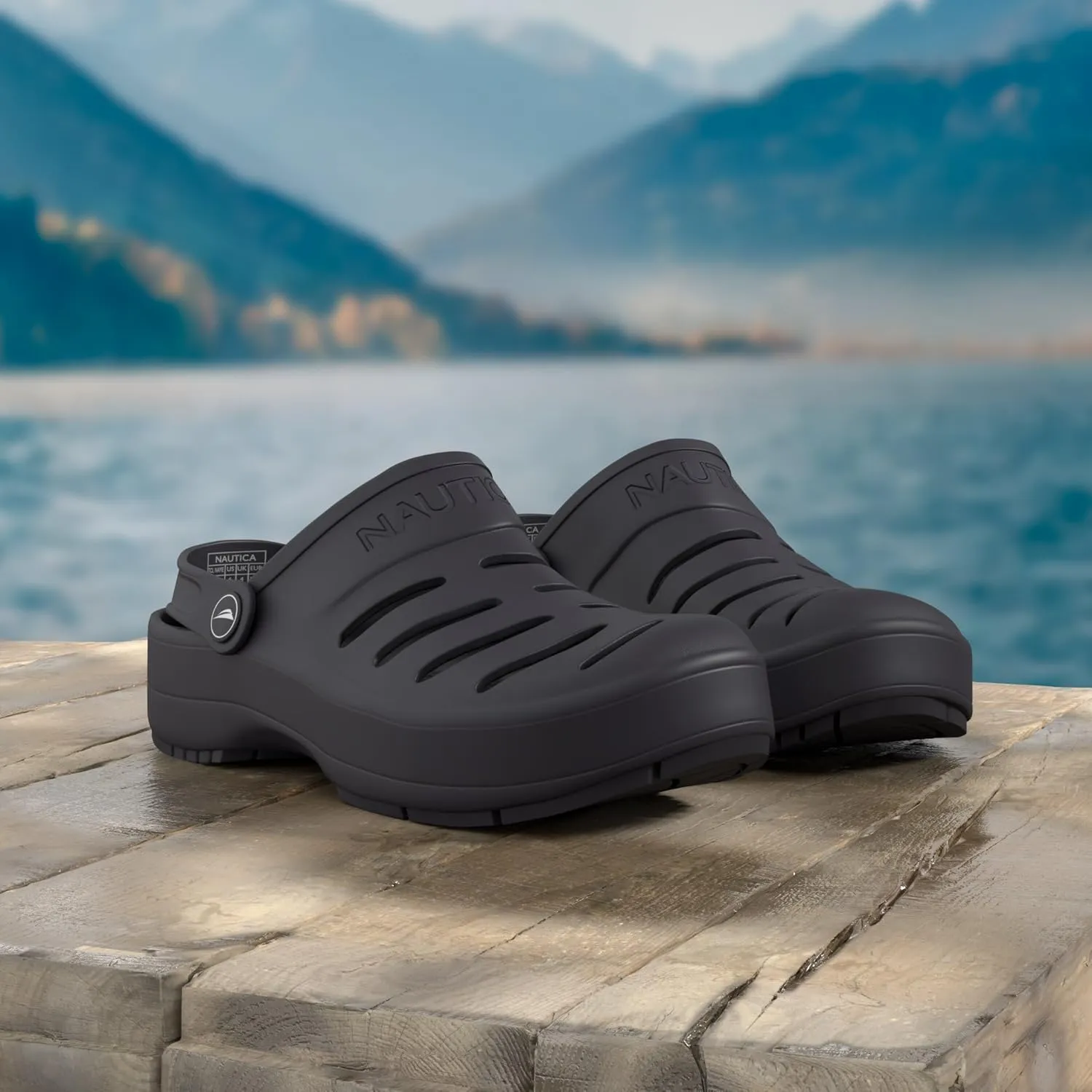 Nautica Men's Clogs - Athletic Sports Sandal - Slip-On with Adjustable Back Strap - (Water Shoes/Fuzzy Slippers) River Edge