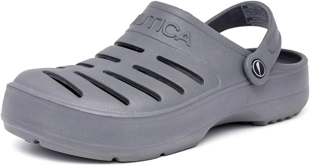Nautica Men's Clogs - Athletic Sports Sandal - Slip-On with Adjustable Back Strap - (Water Shoes/Fuzzy Slippers) River Edge
