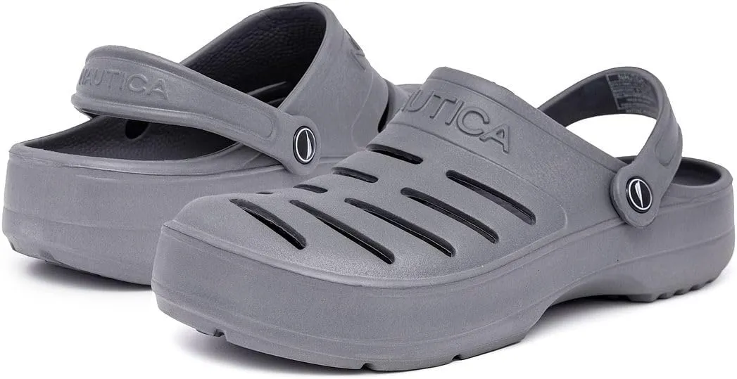 Nautica Men's Clogs - Athletic Sports Sandal - Slip-On with Adjustable Back Strap - (Water Shoes/Fuzzy Slippers) River Edge