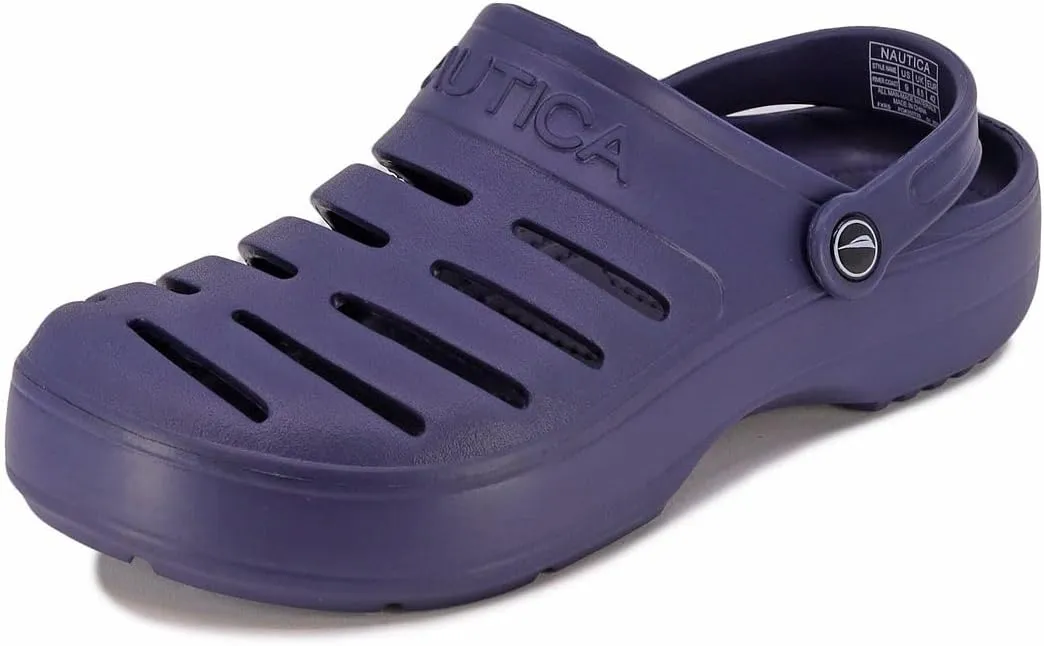 Nautica Men's Clogs - Athletic Sports Sandal - Slip-On with Adjustable Back Strap - (Water Shoes/Fuzzy Slippers) River Edge