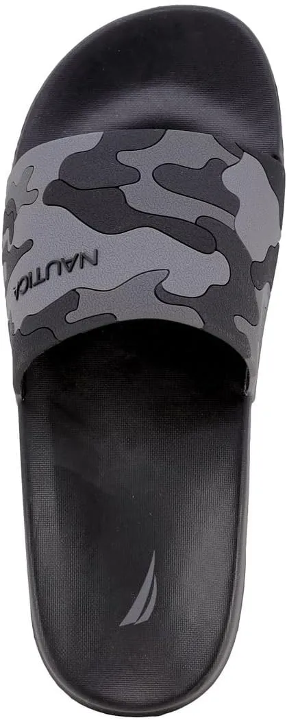 Nautica Men's Open Toe Slide Sandals - Comfortable Indoor & Outdoor Shower Slippers