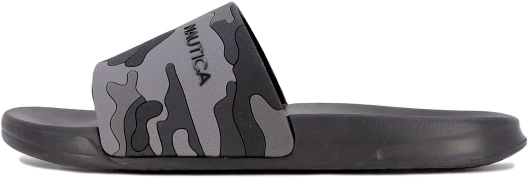 Nautica Men's Open Toe Slide Sandals - Comfortable Indoor & Outdoor Shower Slippers