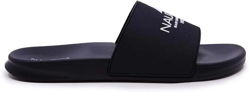 Nautica Men's Open Toe Slide Sandals - Comfortable Indoor & Outdoor Shower Slippers