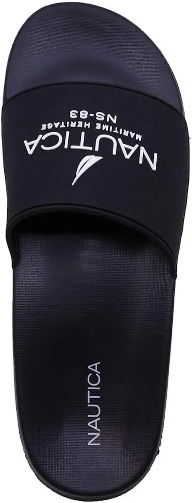 Nautica Men's Open Toe Slide Sandals - Comfortable Indoor & Outdoor Shower Slippers