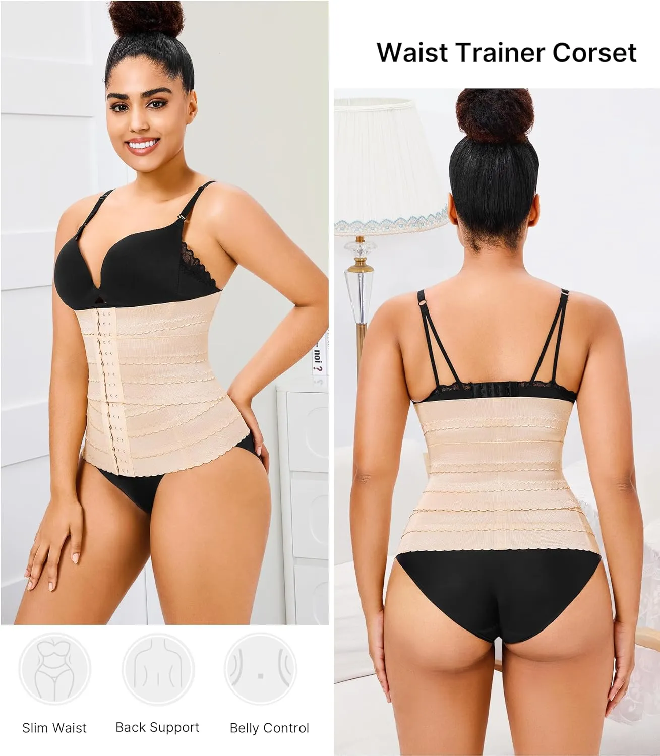 Nebility Waist Trainer for Women Corset Shapewear Tummy Control Segmented Waist Cincher Workout Girdle