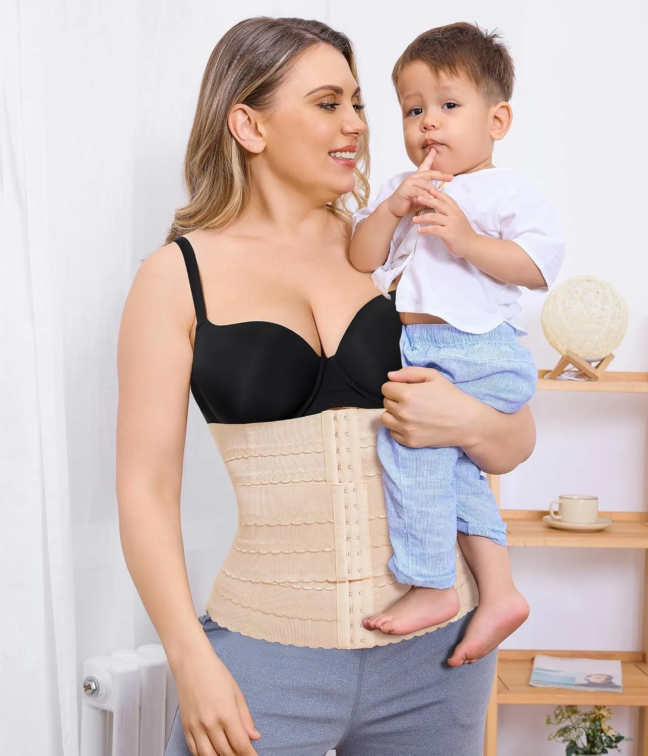 Nebility Waist Trainer for Women Corset Shapewear Tummy Control Segmented Waist Cincher Workout Girdle