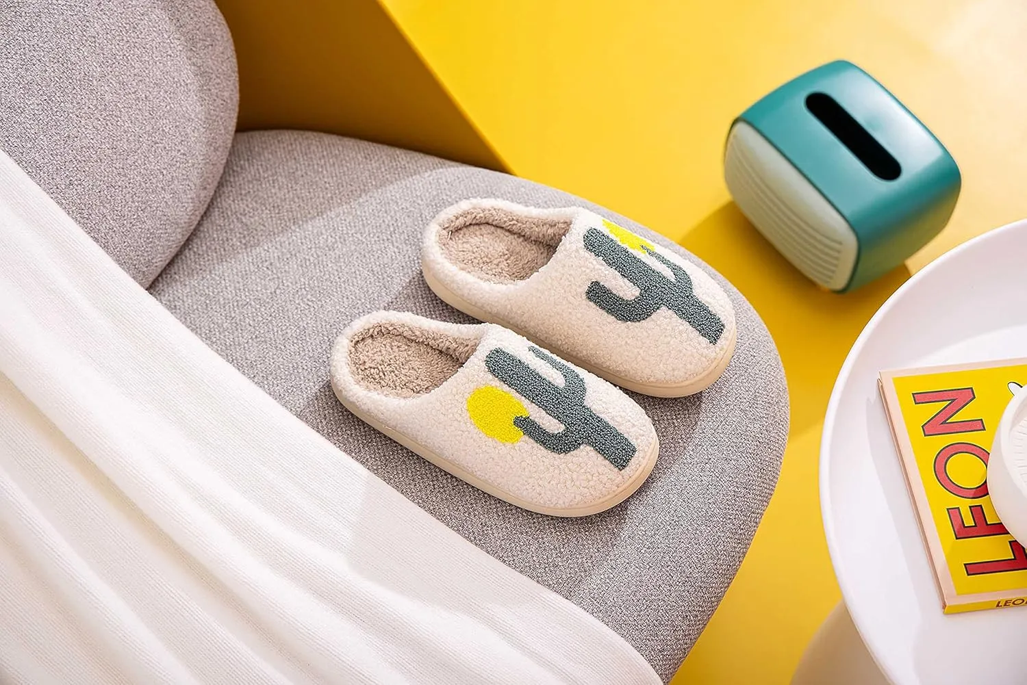 NEVEROLD Fun Cute Trendy Colorful Cartoon Illustrated Cozy Fluffy Plush Fur Slip On Cushion House Slippers for Women, Men, Girls, and Boys