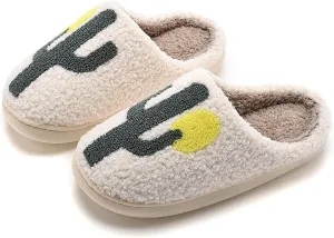 NEVEROLD Fun Cute Trendy Colorful Cartoon Illustrated Cozy Fluffy Plush Fur Slip On Cushion House Slippers for Women, Men, Girls, and Boys
