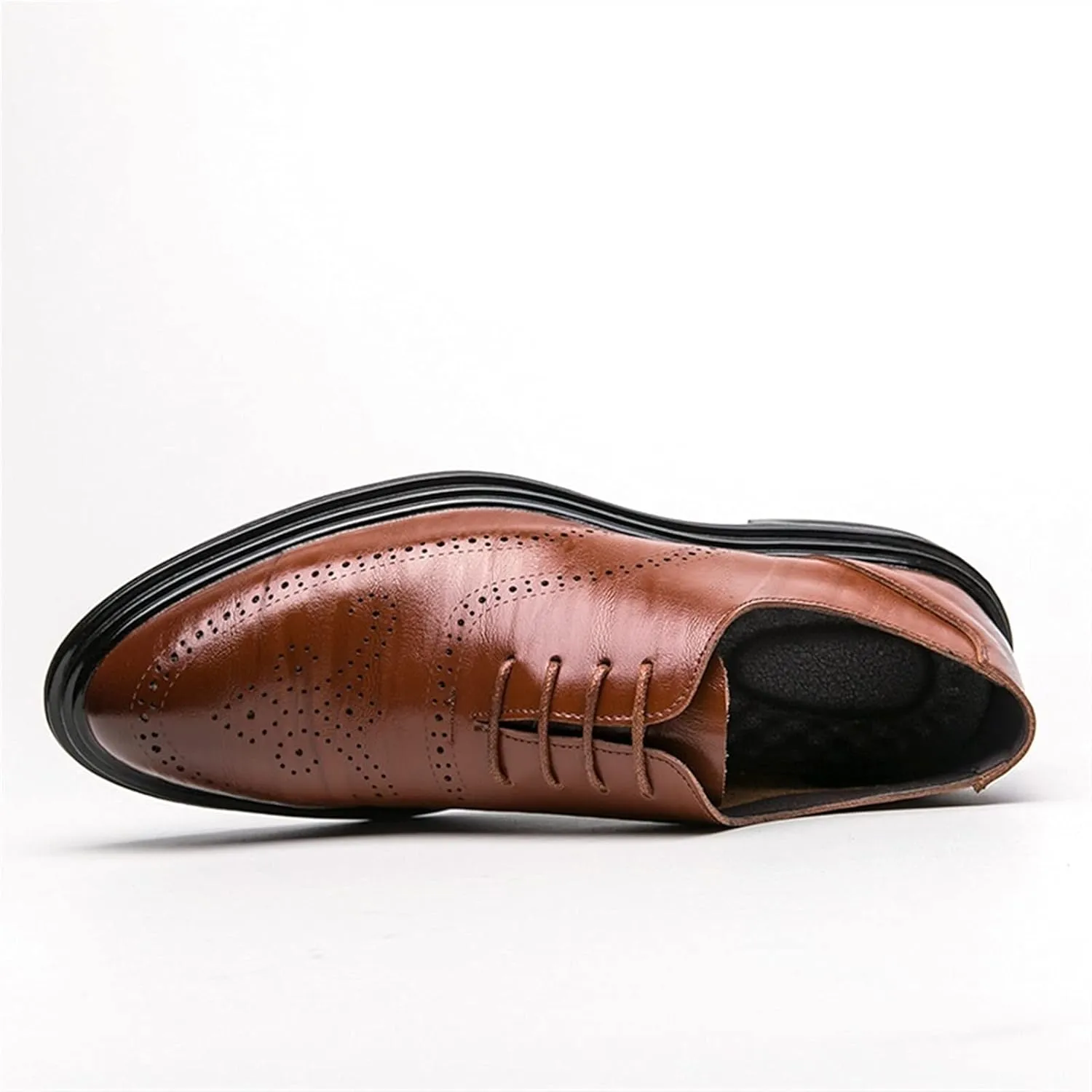 New Dress Shoes for Men Lace Up Brogue Embossed Breathable Shoes Vegan Leather Non Slip Rubber Sole Anti-Slip Business
