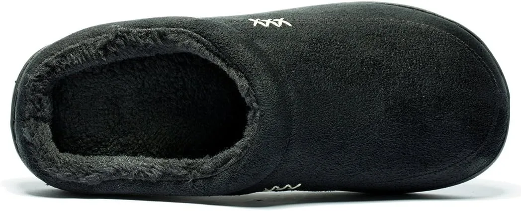 NewDenBer Men's Warm Memory Foam Suede Plush Fleece Lined Slip on Indoor Outdoor Clog House Slippers