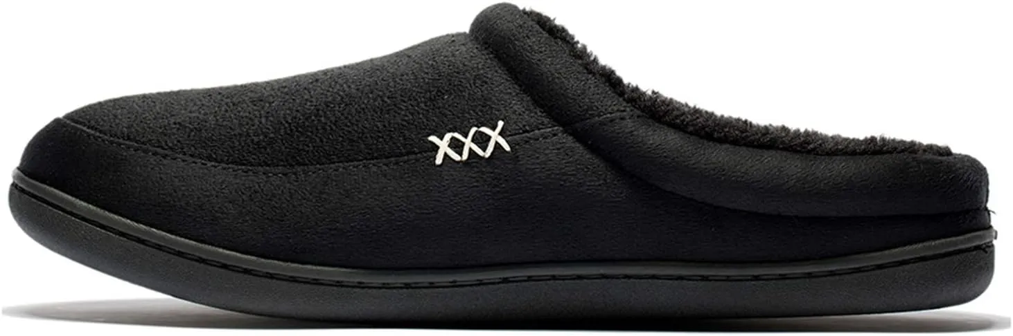 NewDenBer Men's Warm Memory Foam Suede Plush Fleece Lined Slip on Indoor Outdoor Clog House Slippers