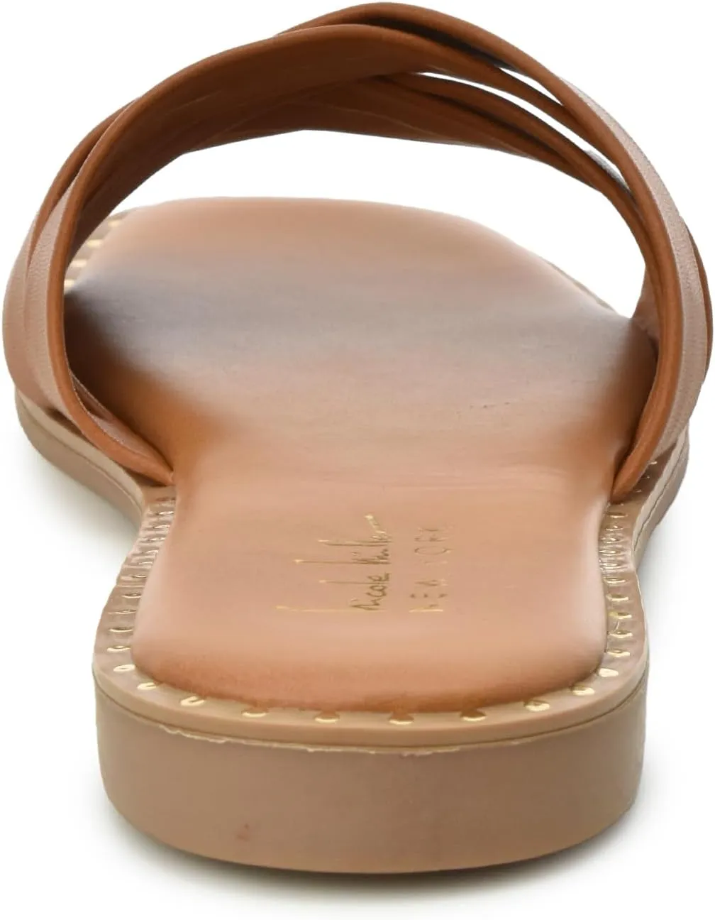 Nicole Miller Rally Women's Sandals - Stylish & Lightweight Open Toe Sandals - Durable & Non-Slip Summer Beach Sandals - Super Soft Memory Foam Insole Slides - Cute Flat Slide Sandals for Women