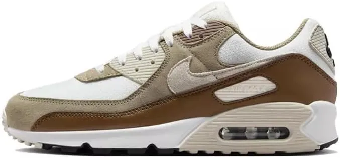 Nike Air Max 90 Men's Shoes (DM0029-109, Summit White/Khaki/Light Orewood Brown/Black) Size 8