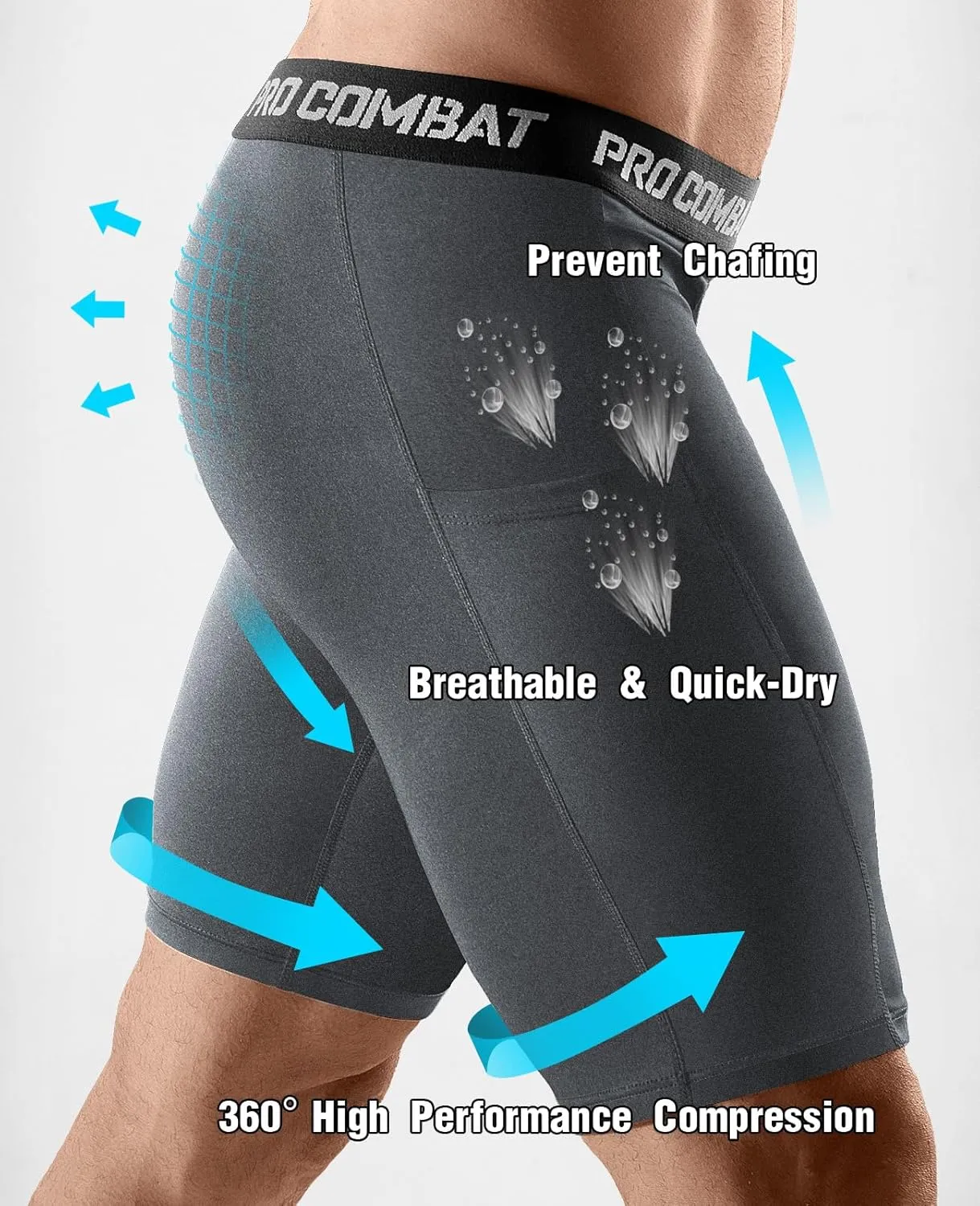 Niksa 2/4 Pack Compression Shorts Men with Pocket, Spandex Running Shorts Sport Athletic Workout Performance Underwear