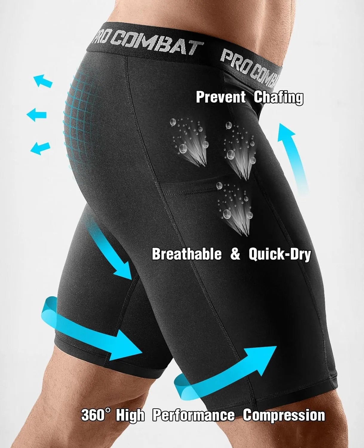 Niksa 2/4 Pack Compression Shorts Men with Pocket, Spandex Running Shorts Sport Athletic Workout Performance Underwear