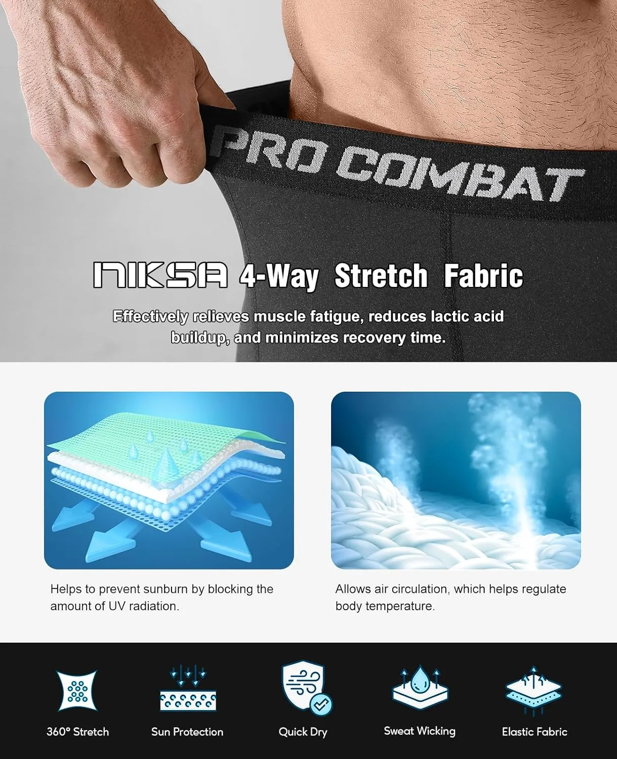 Niksa 2/4 Pack Compression Shorts Men with Pocket, Spandex Running Shorts Sport Athletic Workout Performance Underwear