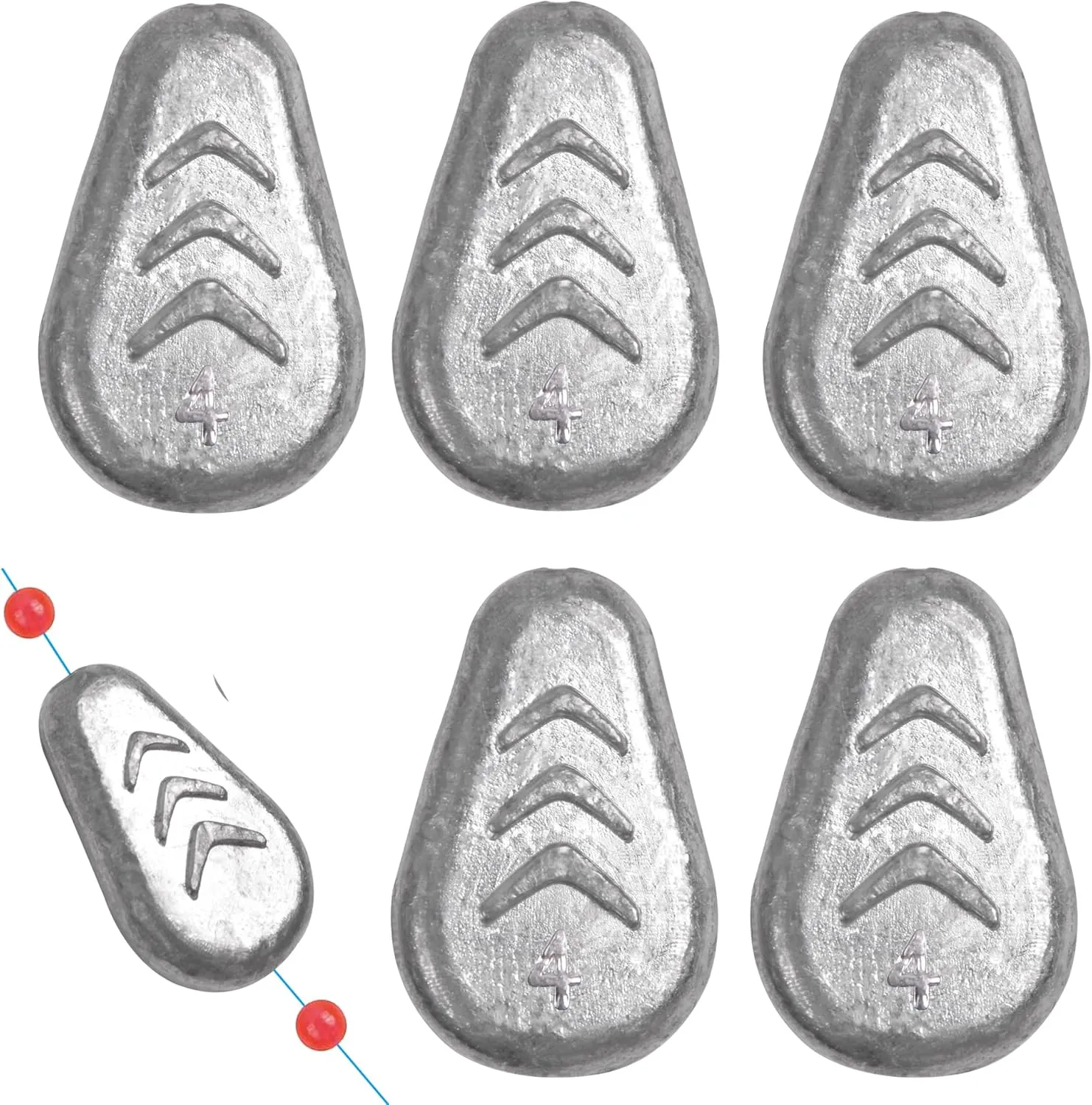 No Roll Sinker Fishing Weights No Snag Flat Inline Sinker Weights Slip Sinkers Weights for Surf Fishing Catfish Rigs Saltwater Freshwater