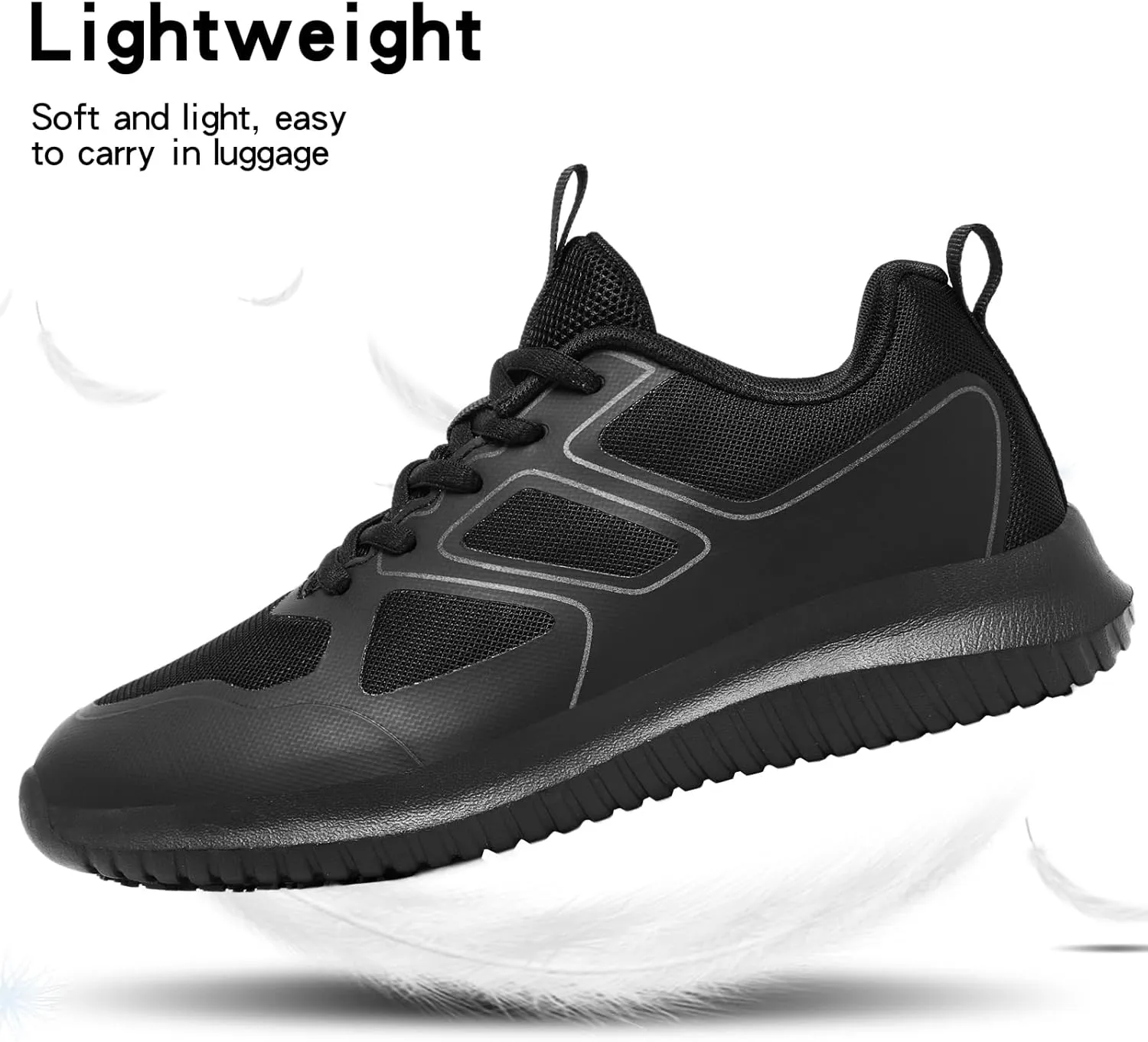 Non Slip Work Shoes Women,Lightweight Slip Resistant Shoes Water Resistant Zapatos De Trabajo para Mujer & Restaurant or Food Service Sneakers Black