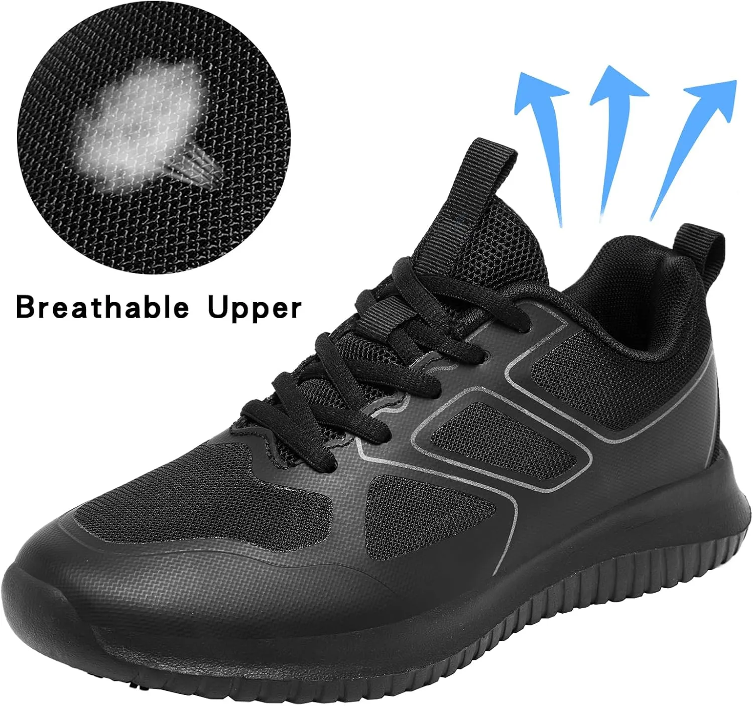 Non Slip Work Shoes Women,Lightweight Slip Resistant Shoes Water Resistant Zapatos De Trabajo para Mujer & Restaurant or Food Service Sneakers Black