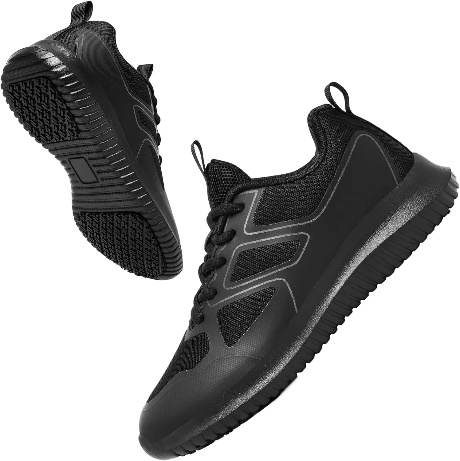 Non Slip Work Shoes Women,Lightweight Slip Resistant Shoes Water Resistant Zapatos De Trabajo para Mujer & Restaurant or Food Service Sneakers Black