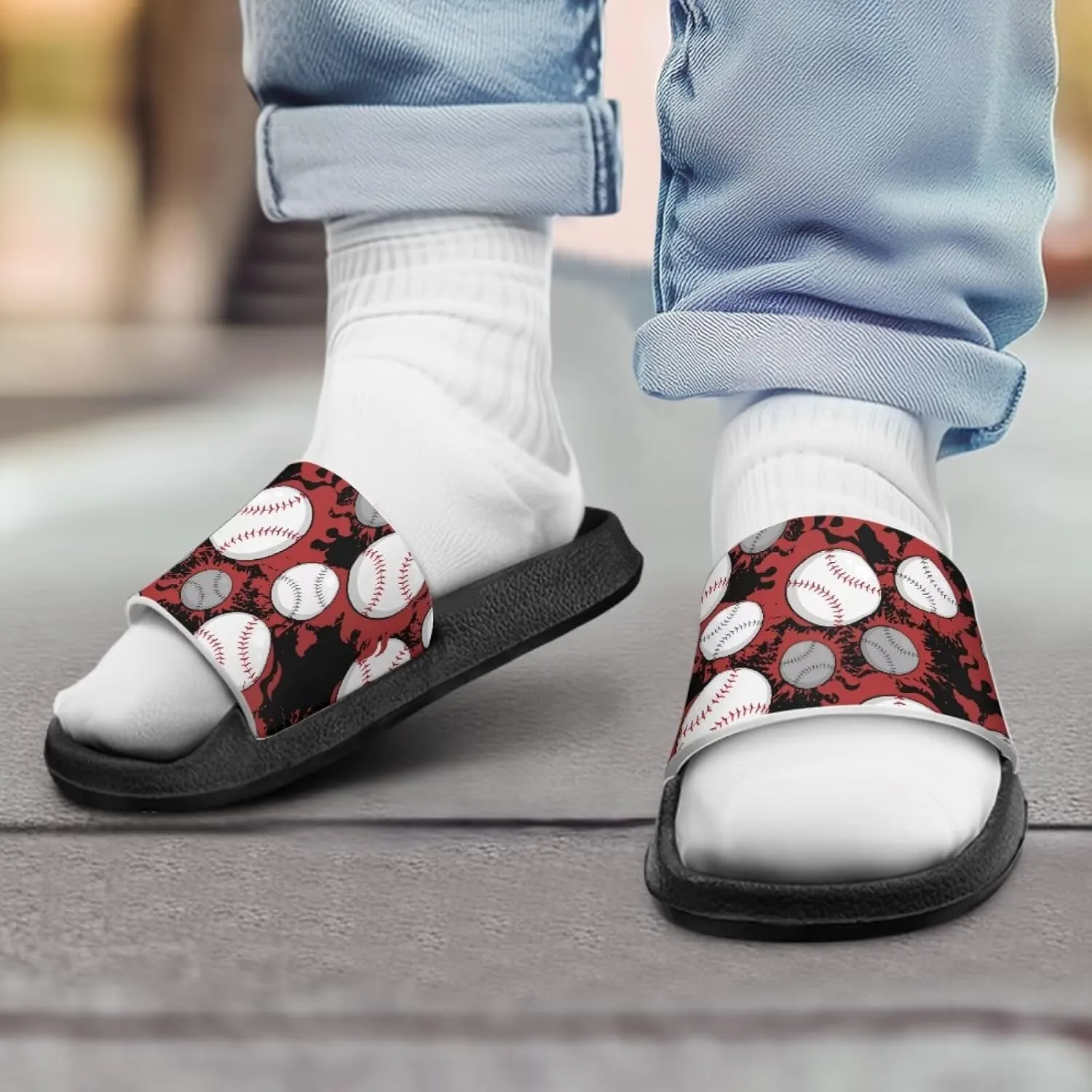 Novelty Patten Kids Cloud Slides Sandals Sports Ball Indoor House Slippers Tractor Print Shower Shoes for Boys Girls Comfort Footbed Slipper Open Toe Outdoor Sandal