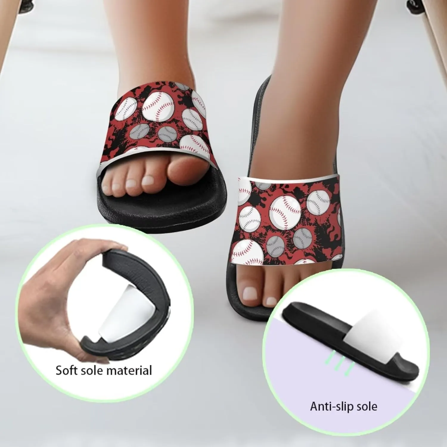 Novelty Patten Kids Cloud Slides Sandals Sports Ball Indoor House Slippers Tractor Print Shower Shoes for Boys Girls Comfort Footbed Slipper Open Toe Outdoor Sandal