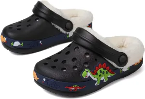 OHSNMAKSL Toddler Lined Clog Slippers Winter Garden Sandals Kids House Shoes Warm Slip On Sneakers Cartoon Slides for Boys and Girls Children Indoor Outdoor