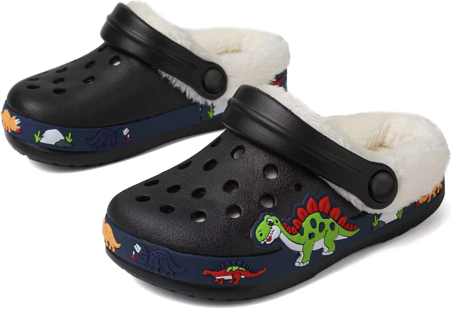OHSNMAKSL Toddler Lined Clog Slippers Winter Garden Sandals Kids House Shoes Warm Slip On Sneakers Cartoon Slides for Boys and Girls Children Indoor Outdoor