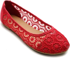 Ollio Women's Ballet Shoe Floral Lace Breathable Flat