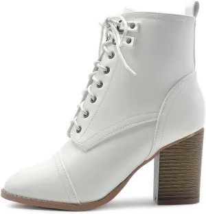 Ollio Women's Shoe Faux Suede Lace Up Stacked High Heel Ankle Boots SSB09