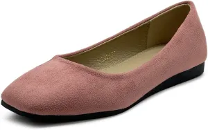 Ollio Women's Shoes Faux Suede Basic Slip On Comfort Square Toe Ballet Flat SF177