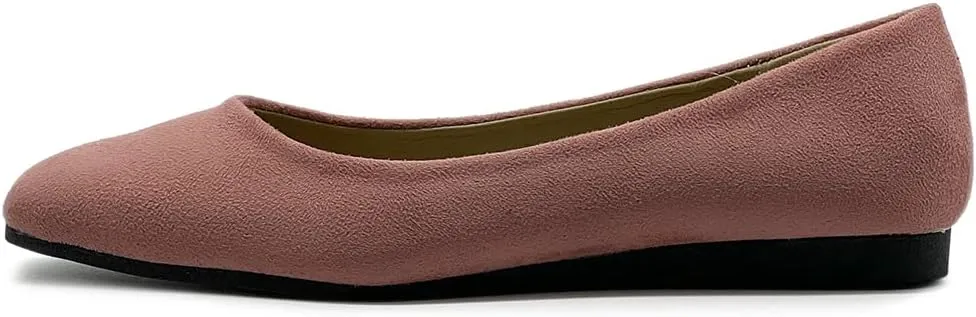 Ollio Women's Shoes Faux Suede Basic Slip On Comfort Square Toe Ballet Flat SF177
