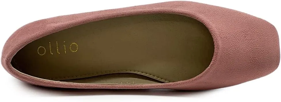 Ollio Women's Shoes Faux Suede Basic Slip On Comfort Square Toe Ballet Flat SF177