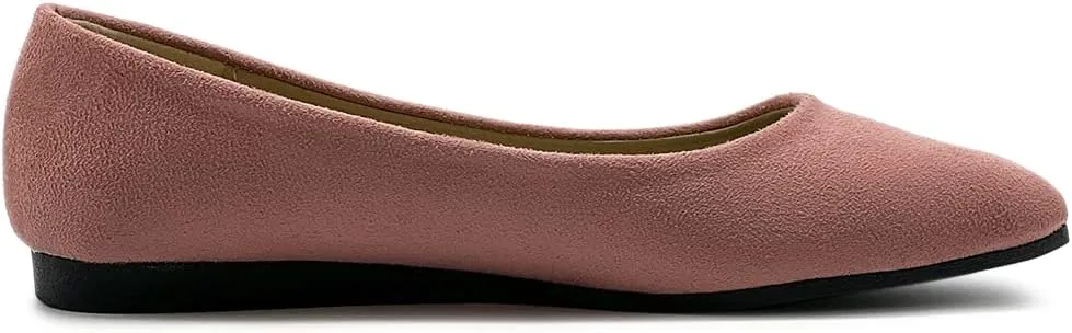 Ollio Women's Shoes Faux Suede Basic Slip On Comfort Square Toe Ballet Flat SF177