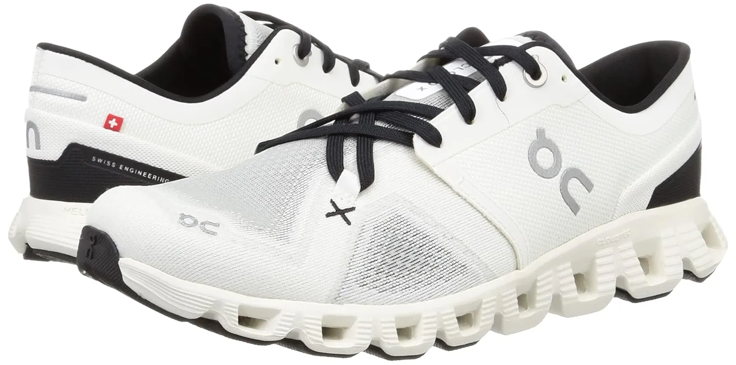 On Men's Cloud X 3 Sneakers, Ivory/Black, 11.5 Medium US