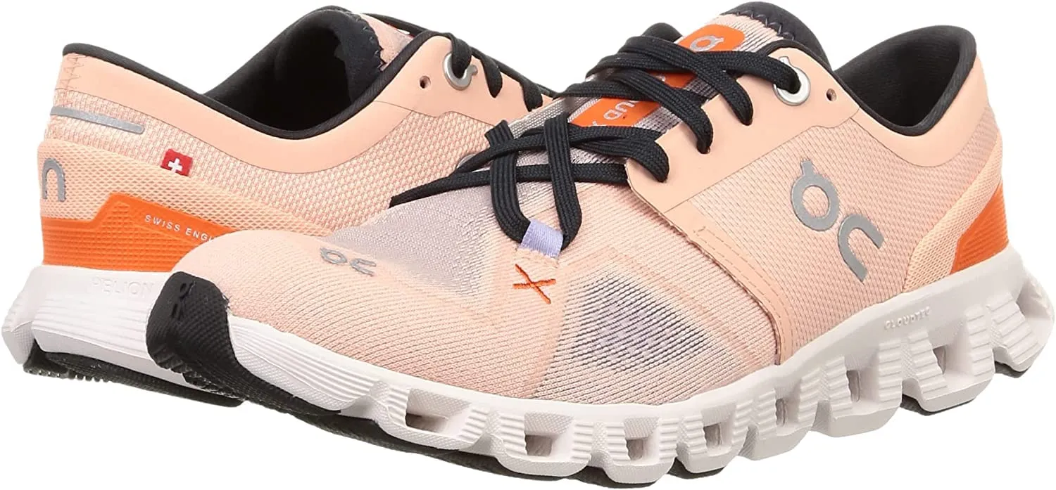 On Women's Cloud X 3 Sneakers, Rose/Sand, Pink, 10 Medium US