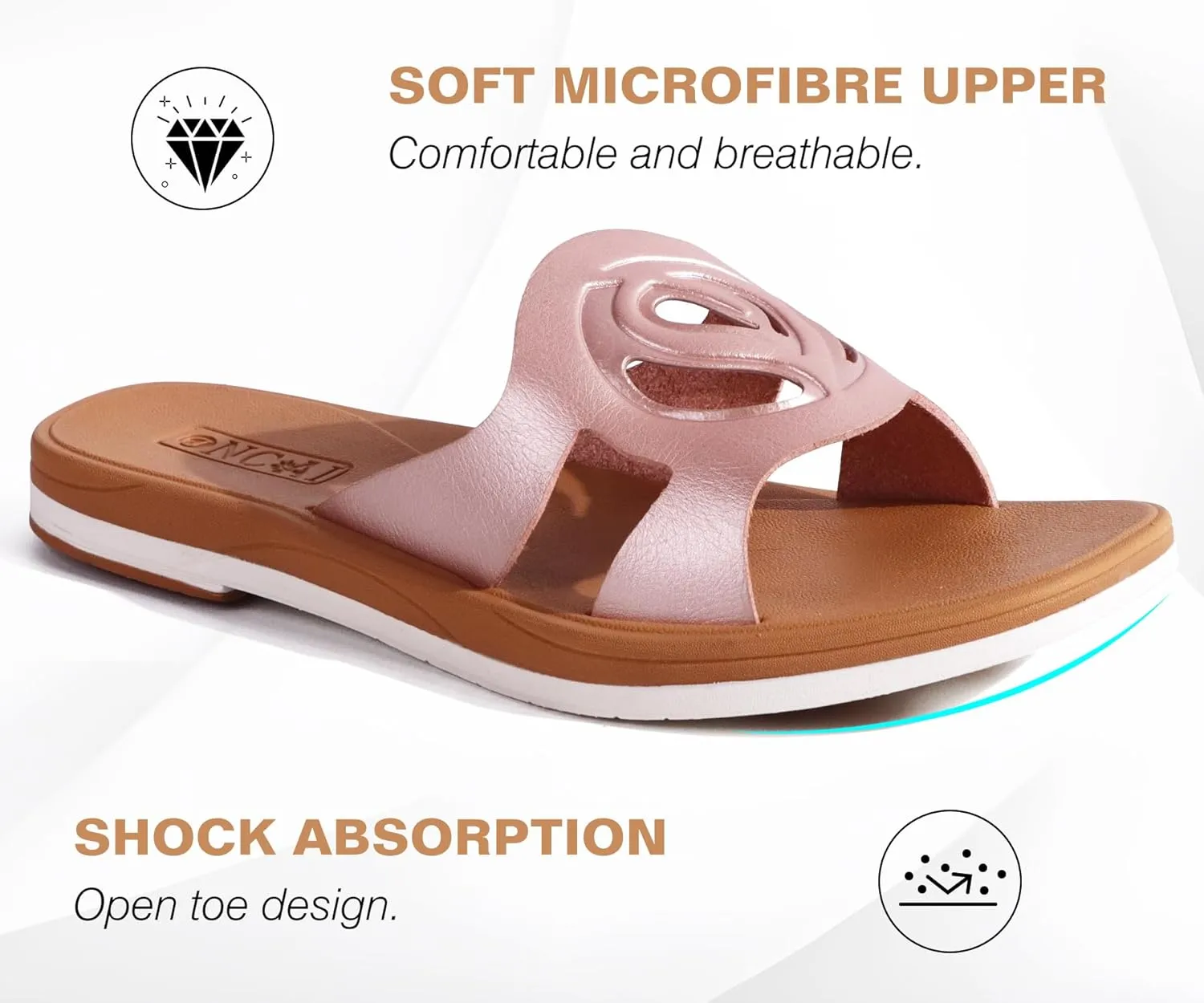 ONCAI Women's Flat Sandals Fashion Square Open Toe Slide Dressy Sandals for Woman Soft Cushion Vegan Comfortable Summer Slip On Casual Walking Outdoor Ladies Sandal Non Slip Rubber Sole Size 6-11 US