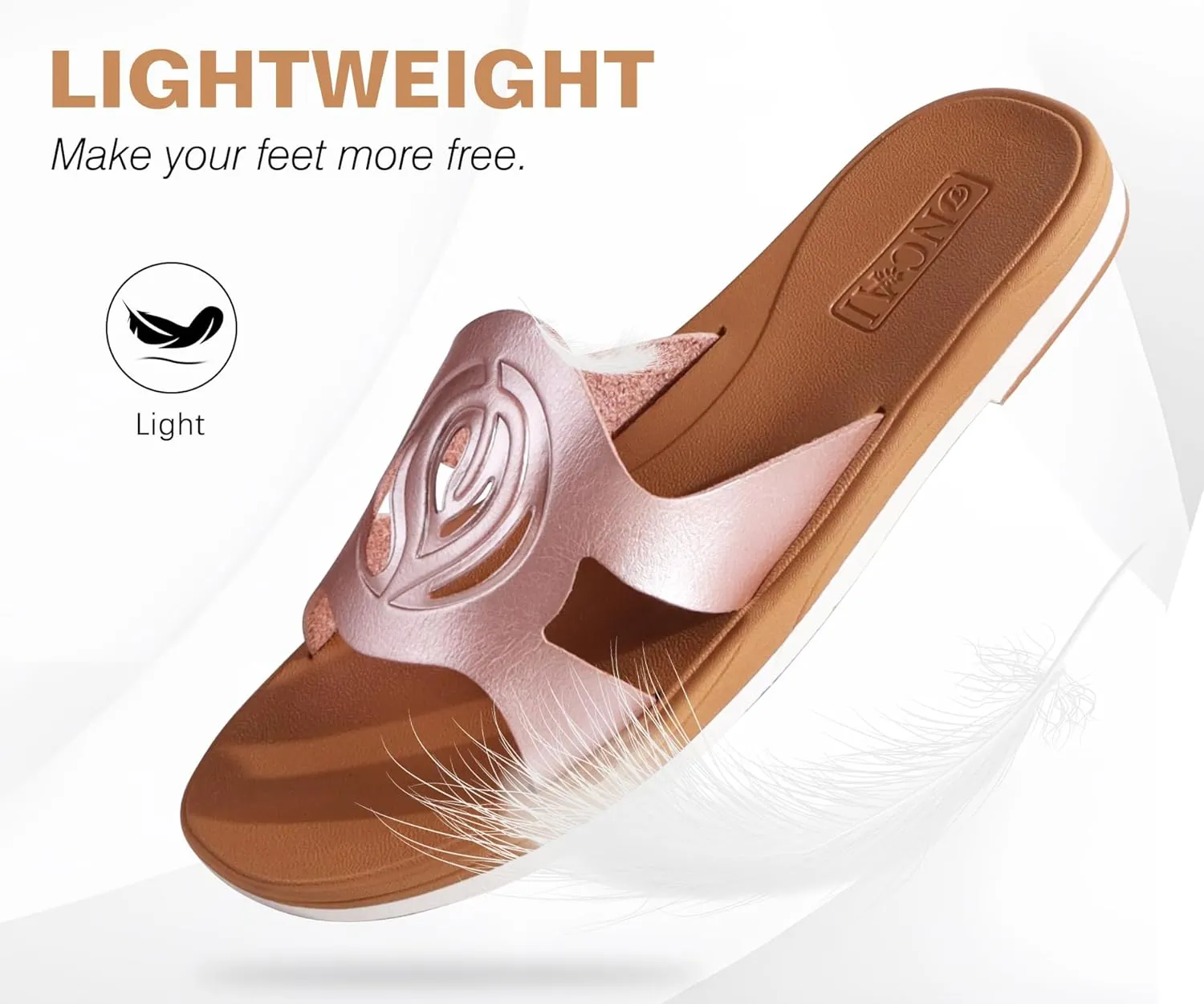 ONCAI Women's Flat Sandals Fashion Square Open Toe Slide Dressy Sandals for Woman Soft Cushion Vegan Comfortable Summer Slip On Casual Walking Outdoor Ladies Sandal Non Slip Rubber Sole Size 6-11 US